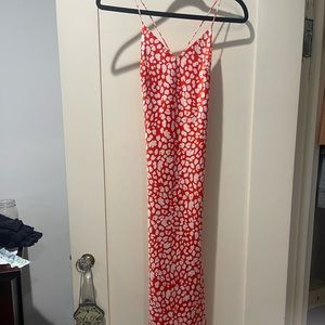 Red leopard print maxi dress